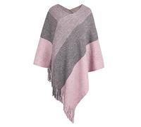 XIAOYIWIN Femmes Châles Capes Pull - Pull Oversize Femme Manteau Châle Automne Hiver Mode Gland Long Tricots Dame Élégant Tricoté Pull Ponchos(Pink)