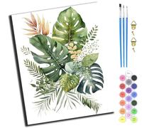 XIAOYOUQIAN Art végétal Monstera vert,Peinture par Numéros pour Adulte,Peinture à l'huile sur Toile Bricolage avec pinceaux Peinture de Dessin de Pigment Acrylique 16x20 Pouces,Sans cadre