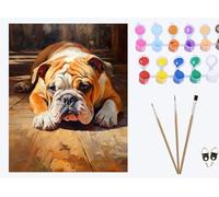 XIAOYOUQIAN Bouledogue anglais, chien de compagnie，Diy Peinture au Numero pour Adulte， Peinture à l'huile numéro Kit débutant peinture à l'huile Wall art， 40X50Cm,avec cadre