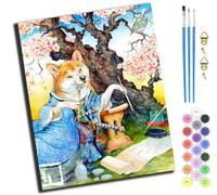 XIAOYOUQIAN Chien samouraï japonais Akita Shiba Inu,Peinture par numéros pour adultes -Peinture acrylique par numéros Pour adultes - Pour cadeau et décoration de la maison - 40 x 50cm,Avec Cadre