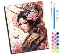 XIAOYOUQIAN Dragon Girl, langage des fleurs,Peinture par Numéros pour Adulte,DIY Peinture Acrylique pour Enfants débutants Facile sur Toile 40×50 cm avec peintures et pinceaux,Sans cadre