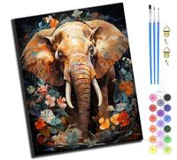 XIAOYOUQIAN Éléphant dans le champ de fleurs,Peinture Numero Adulte Kits de Peinture au Numéro Peinture par Numéros Pour la Décoration de la Maison,40x50cm,Sans cadre