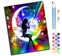 XIAOYOUQIAN Fille elfe de la lune,Peinture par Numéros pour Adulte Enfants,DIY Paint by Numbers avec Peinture Acrylique pour Décoration de la Maison,40x50 cm,Avec Cadre