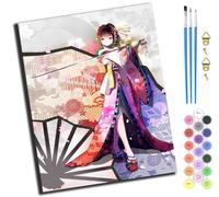 XIAOYOUQIAN Fille samouraï en kimono japonais,Peinture par Numéro Adulte,Peinture Numero Débutants,Kit de Peinture Enfants Comprend des Peintures Acryliques et des Pinceaux (40 x 50 cm),Avec Cadre