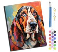 XIAOYOUQIAN Mignon chien coloré Basset Hound français,Peinture par numéros pour enfants adultes débutants,Peinture à l'huile à la main,Décoration de la maison,50 x 40 cm,Sans cadre