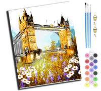 XIAOYOUQIAN Ponts et jardins,Diy Peinture au Numero pour Adulte,Peinture à l'huile numéro Kit débutant peinture à l'huile Wall art,40X50Cm,Avec Cadre
