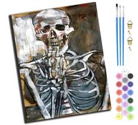XIAOYOUQIAN Squelette surpris,peinture par numéros pour adultes - Kits de peinture par numéros sur toile pour décoration murale de la maison - Peinture,40x50 cm,Avec Cadre