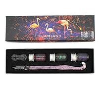 xiaoyu 5 pcs stylo plume en verre à la main stylos de calligraphie mis stylo signature en verre borosilicaté avec encre (7ml) - Rose