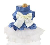 XIAOYU Chien Robes Animal de Compagnie Bowknot Princesse Jupe été denin Chien Gilet Chemises Robe d'été Douce Robes de soirée de Mariage vêtements pour Animaux de Compagnie vêtements, Blanc, XXL