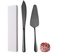 xiaoyu Ensemble de couteaux et de serveurs à gâteau de mariage en acier inoxydable, ensemble de découpe de tarte à gâteau pour mariage, fêtes, anniversaires, fête prénuptiale, paquet de 2, Noir