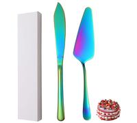 xiaoyu Ensemble de couteaux et de serveurs à gâteau de mariage en acier inoxydable, ensemble de découpe de tarte à gâteau pour mariage, fêtes, anniversaires, fête prénuptiale, paquet de 2, Le Rainbow