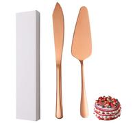 xiaoyu Ensemble de couteaux et de serveurs à gâteau de mariage en acier inoxydable, ensemble de découpe de tarte à gâteau pour mariage, fêtes, anniversaires, fête prénuptiale, paquet de 2, Or Rose