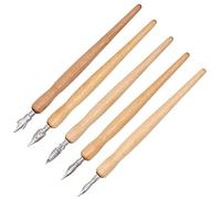 XIAOYU ensemble de stylos à dessin animé, 5 porte-stylos de bande dessinée en bois avec kit de plumes de stylo de bande dessinée 5 pièces, en bois