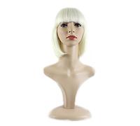 Xiaoyu flat bangs naturel court droit bOb ladies cosplay perruques - beige