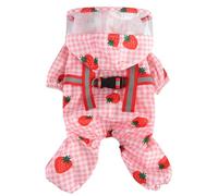 XIAOYU Imperméable pour Chien, Veste de Pluie réfléchissante et légère pour l'extérieur, avec Capuche et Anneau en D pour Laisse, adapté aux Petits Chiens, Fraise, L