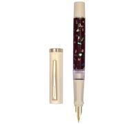 xiaoyu Jinhao 58 rétro stylo plume, design unique avec incrustation de coquillage, attributs dorés, convertisseur d'encre, plume fine en iridium (0,5 mm), blanc d'ivoire (coquille rouge)