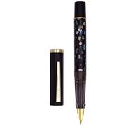 xiaoyu Jinhao 58 rétro stylo plume, design unique avec incrustation de coquillage, attributs dorés, convertisseur d'encre, plume extra-fine en iridium (0,38 mm), noir mat (coquille noire)