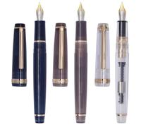 xiaoyu lot de 3 Jinhao 82 stylo plume acrylique, plume iridium, attributs dorés, convertisseur d'encre, stylo à écriture transparente classique et fluide, plume fine (0,5 mm)