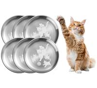 XIAOYU Lot de 6 gamelles pour Chat en Acier Inoxydable, 8,07 Pouces de Large et Peu Profondes, soulageant la Fatigue des Moustaches, Motif Chat Unique, utilisables en intérieur et en extérieur