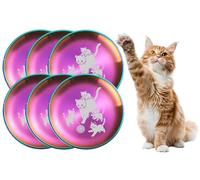 XIAOYU Lot de 6 gamelles pour Chat en Acier Inoxydable, 8,07 Pouces de Large et Peu Profondes, soulageant la Fatigue des Moustaches, Motif Chat Unique, utilisables en intérieur et en extérieur