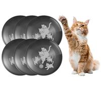 XIAOYU Lot de 6 gamelles pour Chat en Acier Inoxydable, 8,07 Pouces de Large et Peu Profondes, soulageant la Fatigue des Moustaches, Motif Chat Unique, utilisables en intérieur et en extérieur