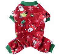 XIAOYU Motif Père Noël et neige - Vêtements pour animaux de compagnie - Pyjama chaud pour chien et chat - Costumes de Noël pour chiots - Rouge, XL