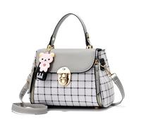 Xiaoyu Petit sac à main et sac à main pour femme - Sac à bandoulière léger - Motif écossais, gris, Small