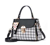 Xiaoyu Petit sac à main et sac à main pour femme - Sac à bandoulière léger - Motif écossais, noir, Small