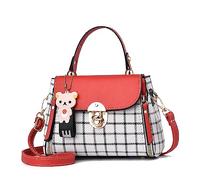 Xiaoyu Petit sac à main et sac à main pour femme - Sac à bandoulière léger - Motif écossais, Rouge, Small