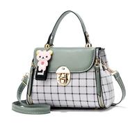 Xiaoyu Petit sac à main et sac à main pour femme - Sac à bandoulière léger - Motif écossais, vert, Small