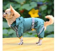 Xiaoyu Petite Veste imperméable pour Chien de Compagnie avec Capuchon pour Petits Chiens de Taille Moyenne, Vert, S