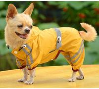 xiaoyu Petite Veste imperméable pour Chien de Compagnie avec Capuchon pour Petits Chiens de Taille Moyenne, Jaune, M