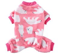 XIAOYU Pyjama d'hiver chaud pour chien - Combinaison à 4 pattes - Avec joli motif d'ours polaire pour petit chien, chat, Halloween, Noël, costumade, rose, taille L