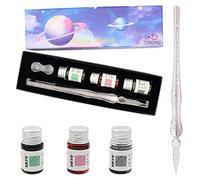 XIAOYU stylo à trempette en verre happy planet kit star sky stylo de calligraphie en cristal d'encre colorée sertie d'encre (7ML) - rose