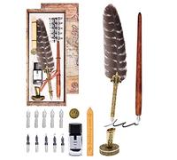 XIAOYU stylo plume rétro, stylo plume de faisan ensemble d'encre stylo à encre de calligraphie avec encre, 10 pointes de remplacement, base de support de stylo, adapté aux amateurs de calligraphie