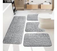 Xiaozhifu Tapis de Bain Set 4 Pièces, Mousse à MéMoire De Forme Tapis de Douche, Doux Tapis Salle De Bain Absorbant, Antidérapants tapis sortie de douche Lavable en Machine Gris tapis Set DéCoratif WC