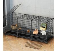 XIAOZHUANGXIONG Cage A Lapin Interieur sur Roulette, DIY Petit Animal Cage for Animaux de Compagnie avec Porte, Enclos Lapin Intérieur avec Fond, for Petits Animaux, Lapins (Color : Black, Size : B)