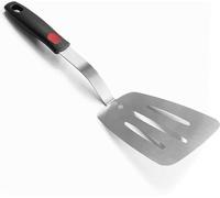 XiaoZu Spatule flexible en acier inoxydable, spatule fine fendue en métal pour poêle en fonte, lame fine et poignée en silicone résistant à la chaleur (grande fente)