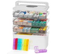XIAPIA Boîte de Rangement à Médicaments à Quatre Couches, Boîte à Pharmacie En Plastique Transparent Visible avec poignées,pour ranger les fournitures médicales à domicile
