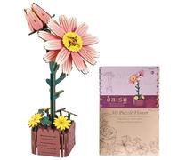 XIAPIA Puzzle 3D de Fleurs en Bois pour Adultes, kit de Bricolage pour Enfants, kit de Construction pour la décoration, Cadeau créatif pour la fête des mères, Un Anniversaire, Noël Marguerites