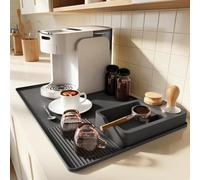 XIAPIA Tapis de machine à café avec station tamper pour De'Longhi, Philips, LatteGo, Ninja 60 x 40 cm, tapis en silicone pour porte-filtre, moulin à café automatique, bord surélevé et tapis
