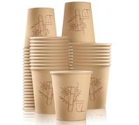 XIAQICA 100 Pièces Gobelets Biodégradables en Papier 240ml Gobelets à Café en Papier Kraft Résistants Étanches Réutilisable Marron Gobelet en Carton Convient Aux Boissons Chaudes et Froides