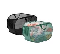 XIAQICA 2 Pièces Paniers à Linge 36 x 36 x 58 cm Pliable avec Poignée Adapté pour les Voyages, le Camping et la Randonnée pour Ranger les Vêtements Noir/Vert