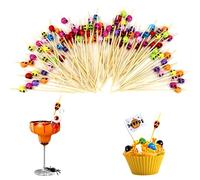 XIAQICA 200 Pieces Halloween Crâne Brochettes de Fruits BâTon Cocktail 12CM Bâtonnets Cocktail Dessert Cure Dent Decoratif Pique Aperitif Bâtonnets pour Cocktails Fruits Desserts Fournitures de FêTe