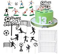 XIAQICA 23 Pièces Football Cake Topper Décoration Gateau Foot Figurine Happy Birthday Football Gateau Décorations Cupcakes Footballeur pour Décoration Fête D'Anniversaire