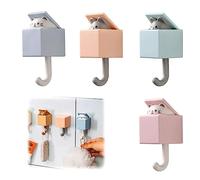 XIAQICA 4 Pièces Crochets Adhesif Muraux pour Animaux Mignon Crochet Créatif pour Manteau Cat Hook Rétractables pour Patere Enfant Décoration Murale Sans Perçage