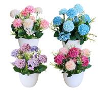 XIAQICA 4 Pièces Mini Plantes artificielles en Pot Petite Chrysanthème Boule Fleurs Artificielle Plastique Fleur Plante en Pot Interieur ExtéRieur DIY Déco Salon Mariage Table Fête