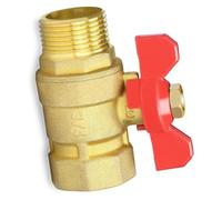 XIAQICA Laiton 3/4 pouce Robinet à Tournant Sphérique avec Poignée à Ailettes Rouge Robinet à Boisseau Sphérique en laiton 3/4" Extérieur/Filetage Intérieur Passage Intégral DN20 PN16