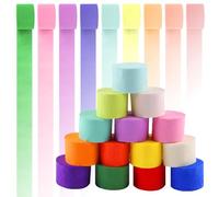 XIAQICA Lot de 14 rouleaux de papier crépon - 4,5 cm x 25 m - 14 couleurs - Ruban crépon multicolore - Pour mariage, bricolage, Pâques, anniversaire, fête, décoration artisanale