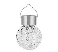 XIASABA Lampe LED solaire boule de jardin à suspendre pour paysage extérieur, éclairage de passerelle coloré en acier inoxydable et PVC avec une puissance de 5 W et une lumière (Blanc pur)